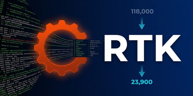 RTK Rust CLI proxy compressing terminal output tokens from 118000 to 23900 for Claude Code sessions