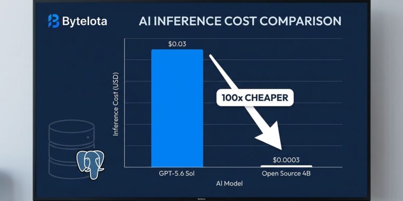 Bar chart showing open source 4B model cost versus GPT-5.6 Sol at 100x lower price for retrieval tasks