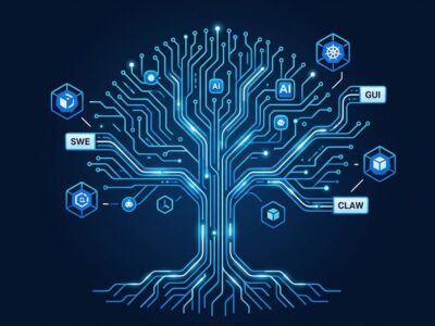 Microsoft Orchard open-source agentic AI training framework diagram showing Kubernetes-native environment service with SWE, GUI, and Claw agent domains