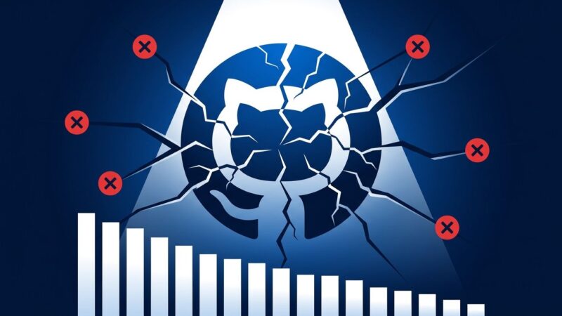 GitHub Octocat logo fractured and cracked representing the GitHub Actions reliability crisis with downtime chart