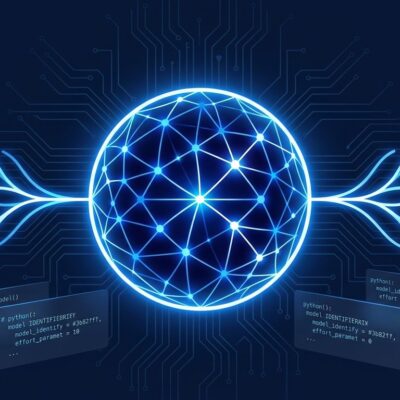 Claude Opus 5 adaptive thinking neural network illustration with Python code snippets on dark blue background