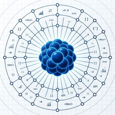 DOE Genesis Open Models portal illustration showing atomic nucleus connected to 40 partner organization nodes in blue and white
