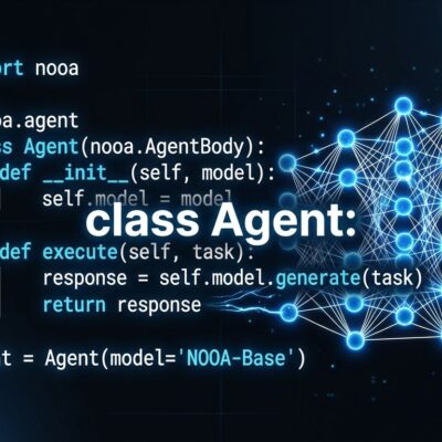 NVIDIA NOOA agent framework - Python class definition with AI neural network visualization
