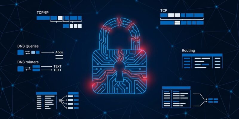 Fractured network connection diagram illustrating NatJack NAT vulnerability affecting Windows Linux and macOS