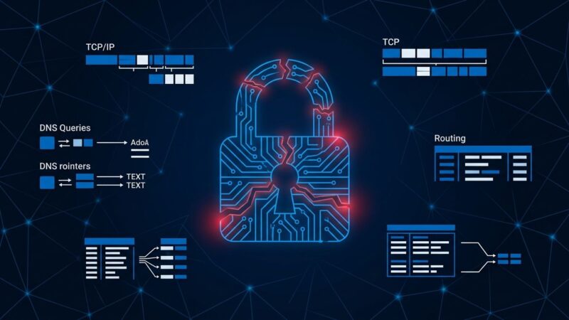 Fractured network connection diagram illustrating NatJack NAT vulnerability affecting Windows Linux and macOS