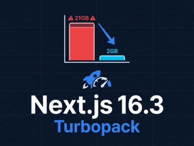 Next.js 16.3 Turbopack showing 90% memory reduction and persistent build cache performance improvements