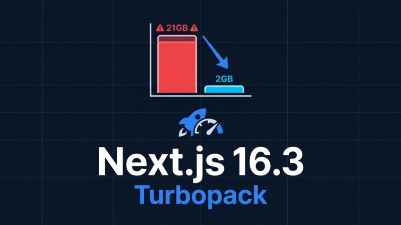 Next.js 16.3 Turbopack showing 90% memory reduction and persistent build cache performance improvements