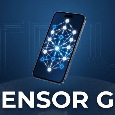 Google Pixel 11 smartphone with Tensor G6 chip neural network visualization representing on-device AI inference