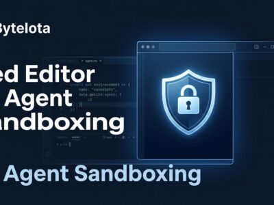 Zed Editor code editor window with a security shield representing OS-level AI agent sandboxing on macOS and Linux