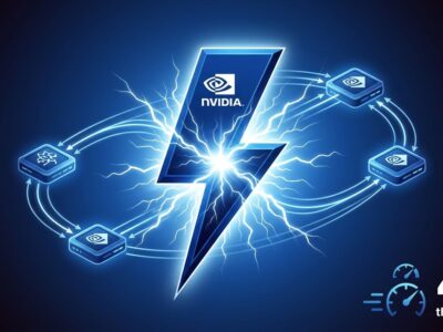 Nvidia Nemotron 3.5 Lightning model release visualization showing lightning bolt and model routing nodes in blue and white