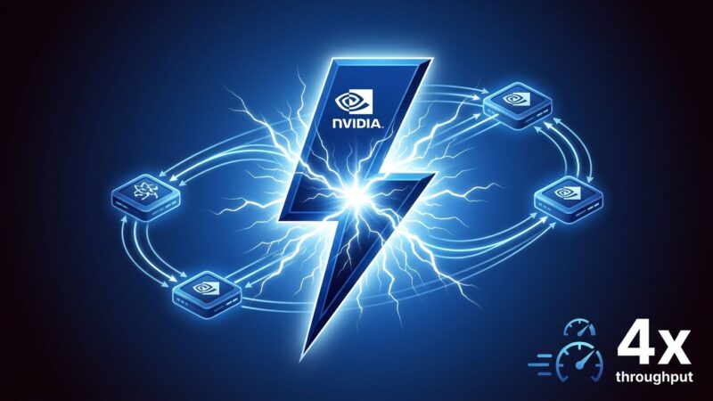 Nvidia Nemotron 3.5 Lightning model release visualization showing lightning bolt and model routing nodes in blue and white