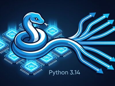 Python 3.14 free-threaded interpreter with parallel CPU threads illustration