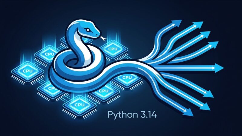 Python 3.14 free-threaded interpreter with parallel CPU threads illustration