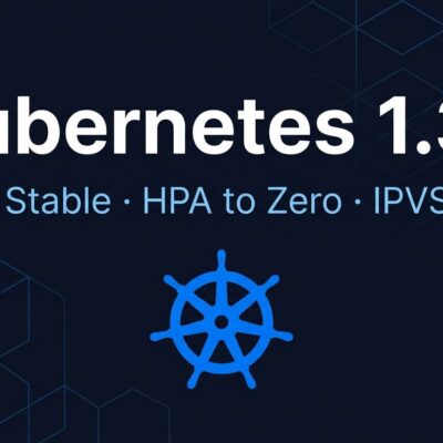 Kubernetes 1.37 release announcement showing helm wheel logo with DRA, HPA scale-to-zero, and IPVS deprecation highlights
