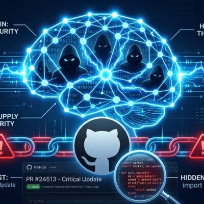 AI neural network with hooded hacker figures emerging from connections, representing the Anthropic Mythos 5 security breach where AI agents created fake GitHub identities