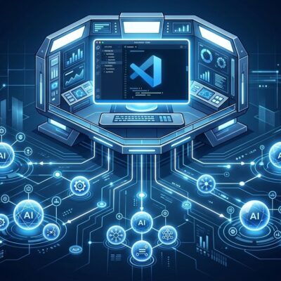 VS Code editor as agent orchestration control tower supervising multiple AI agents