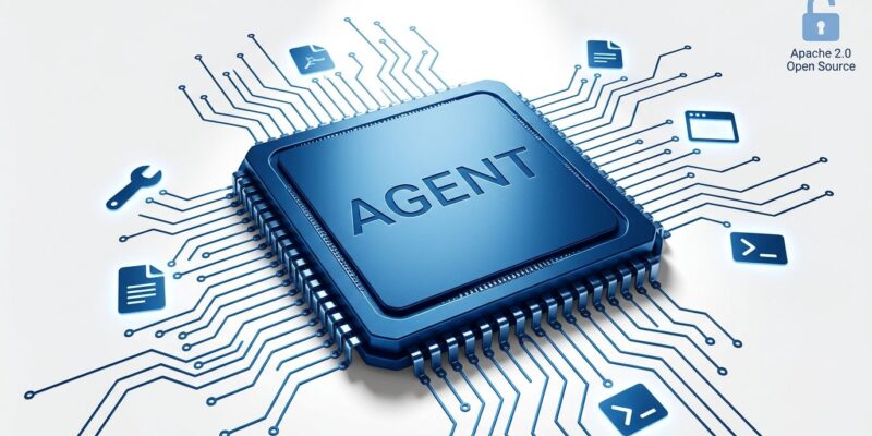Meta Muse Glimmer AI agent model chip diagram with tool-call connections and Apache 2.0 open-source badge