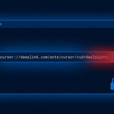 Cursor IDE deeplink vulnerability showing hidden malicious MCP server command