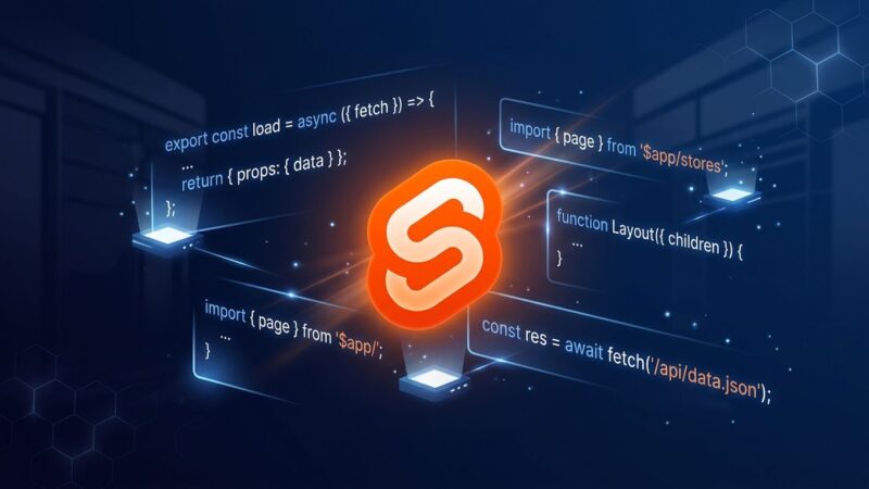 SvelteKit 3 preview release illustration showing framework upgrade with Svelte flame logo and code snippets