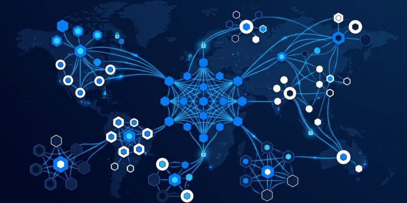 A2A Agent2Agent protocol network diagram showing interconnected AI agent nodes with signed agent cards and secure communication lines