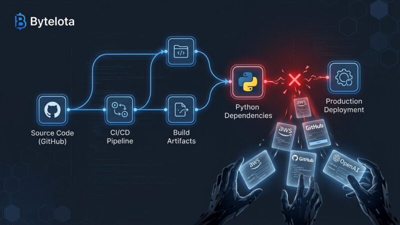 Supply chain attack diagram showing how LiteLLM PyPI breach exposed 2488 organizations