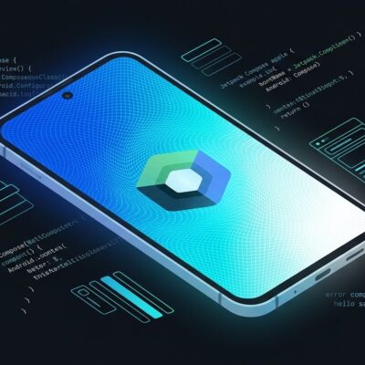 Jetpack Compose 1.12 featured image showing mesh gradient visualization