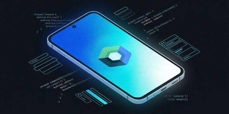 Jetpack Compose 1.12 featured image showing mesh gradient visualization