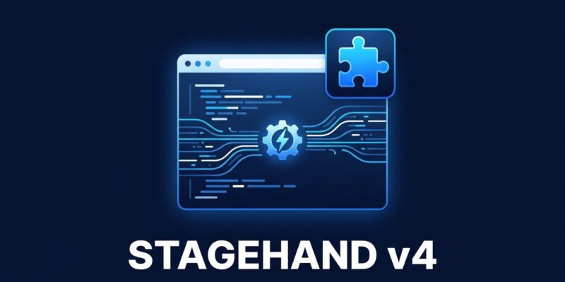 Stagehand v4 browser extension architecture diagram showing SDK running inside browser for faster AI agent automation