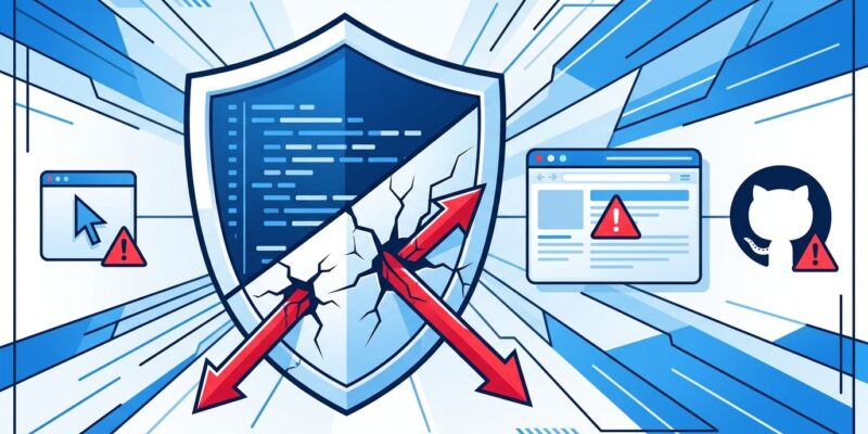 Shield icon split between clean code and prompt injection arrows representing AI coding agent security vulnerabilities