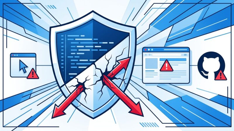 Shield icon split between clean code and prompt injection arrows representing AI coding agent security vulnerabilities
