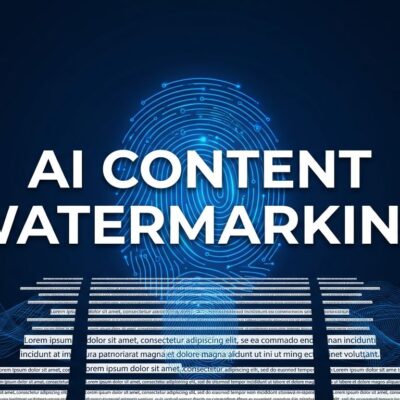 Digital watermark patterns embedded in AI-generated text, representing Claude's EU AI Act compliance watermarking system