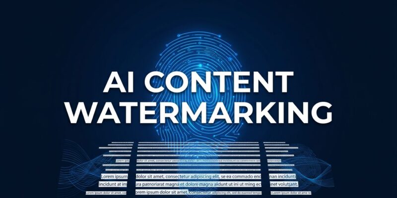 Digital watermark patterns embedded in AI-generated text, representing Claude's EU AI Act compliance watermarking system