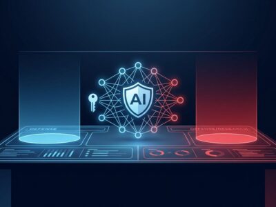 OpenAI Daybreak Red and Blue cybersecurity access tiers with AI neural network and security key illustration