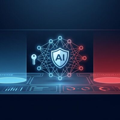 OpenAI Daybreak Red and Blue cybersecurity access tiers with AI neural network and security key illustration