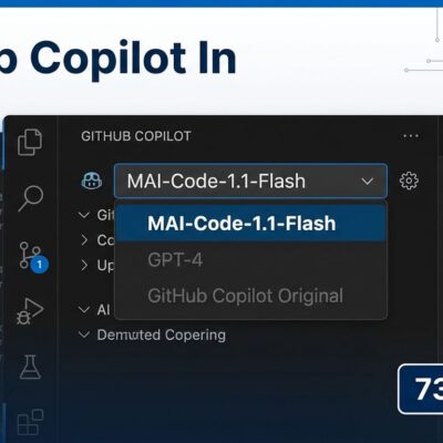 MAI-Code-1.1-Flash in GitHub Copilot interface showing model selection and vision support