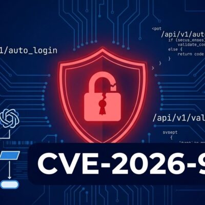 Security warning graphic showing CVE-2026-9198 Langflow remote code execution vulnerability with broken padlock and AI pipeline diagram