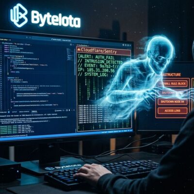 Ghostly figure emerging from error logs hijacking an AI coding agent — illustration of the Ghostjacking indirect prompt injection attack