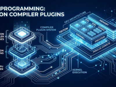 Triton 3.7 plugin extension system visualization showing GPU compiler pass pipeline with blue circuit pathways