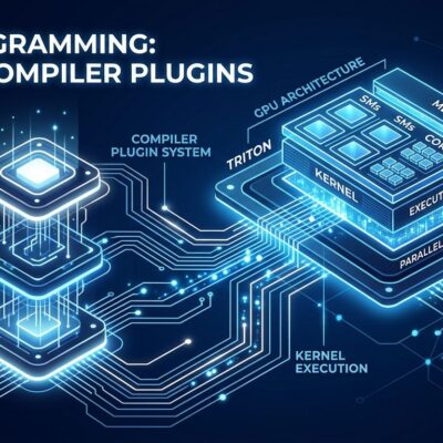Triton 3.7 plugin extension system visualization showing GPU compiler pass pipeline with blue circuit pathways