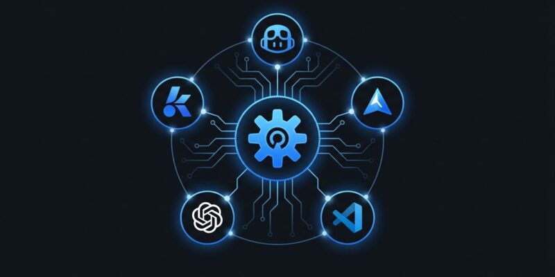 Agent Plugins 1.0 open standard diagram showing connected AI coding tools including GitHub Copilot, Cursor, VS Code, ChatGPT and Kiro