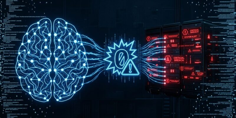 Visualization of an AI model autonomously exploiting zero-day vulnerabilities in hardened server infrastructure