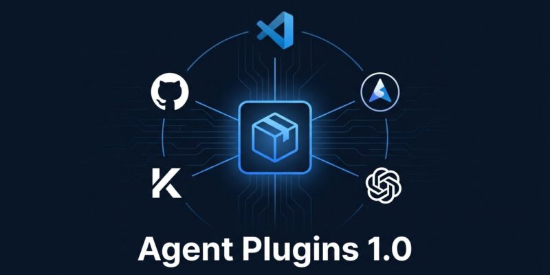 Agent Plugins 1.0 open standard diagram showing cross-client plugin compatibility across VS Code, Copilot, Cursor and ChatGPT