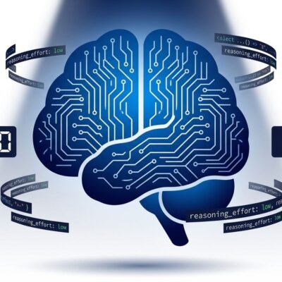 Bold conceptual illustration of an AI brain with circuit patterns, showing the contrast between excessive 21-minute reasoning and optimized 2-minute completion for Qwen 3.8 27B