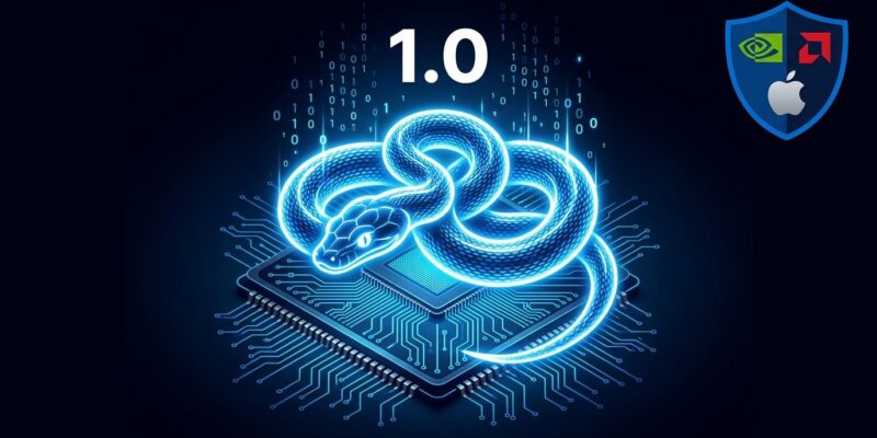 Mojo programming language 1.0 release - GPU chip with Python-style design in ByteIota blue