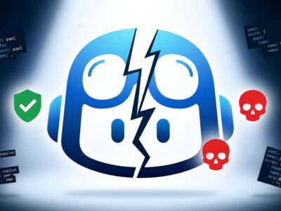 GitHub Copilot robot icon with a security crack fracture, symbolizing the Autofix vulnerability that led to a Snowflake breach