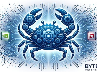 Rust crab mascot with GPU chip patterns representing safe portable GPU programming in Rust with NVIDIA and AMD support