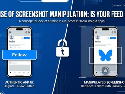 iPhone screenshots showing Bluesky butterfly logo appearing via iOS isSecureTextEntry exploit in GrowthHack.tsx