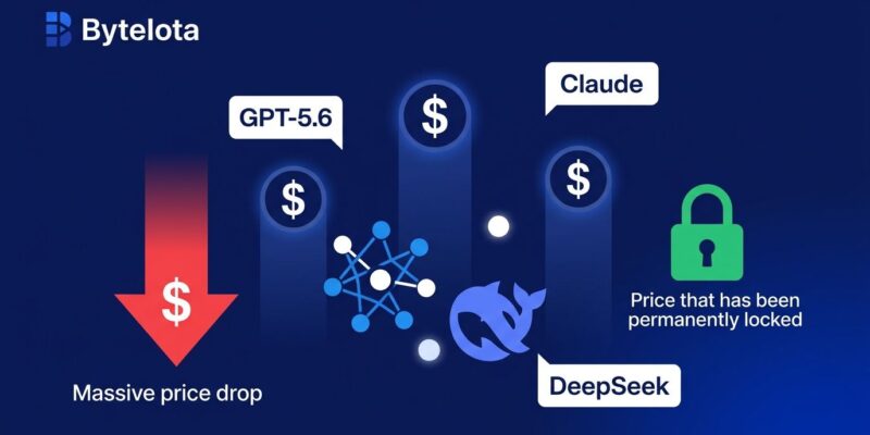 Chart showing AI API pricing changes in August 2026 including GPT-5.6 Luna price drop 80%, Claude Sonnet 5 permanent pricing, and DeepSeek V4 price spike