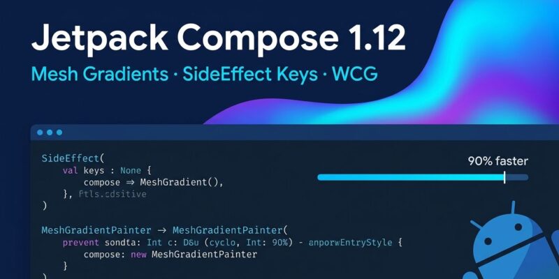 Jetpack Compose 1.12 release featuring mesh gradients, SideEffect key arguments, and Wide Color Gamut support for Android developers