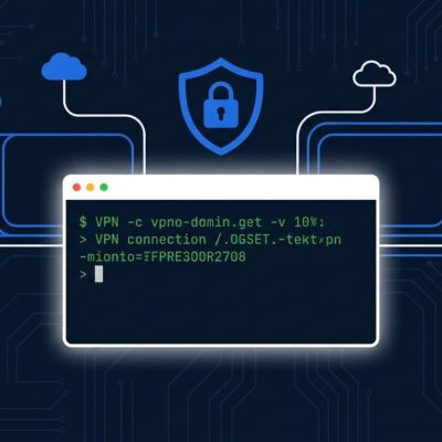 AWS VPN Client v6.0 CLI terminal with VPN connection command and shield icon